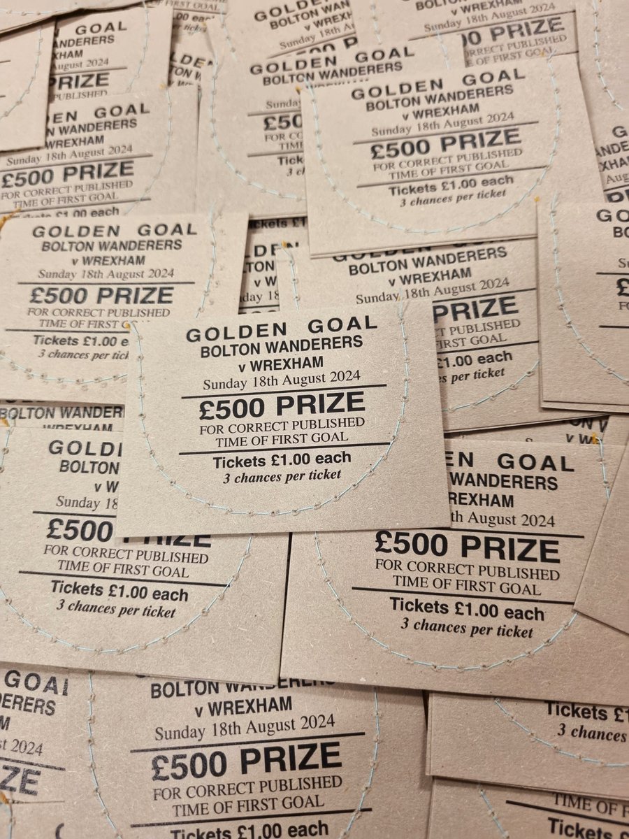 Golden Goal is Back on Sunday! Tickets are £1 and we have a £500 prize, tickets on sale at the Club Shop, Fanzone, throughout corporate hospitality, Bolton Stadium Hotel and lower concourse. £1 is all it takes don't forget this fundraiser is CASH ONLY, 18 and over to play. #bwfc