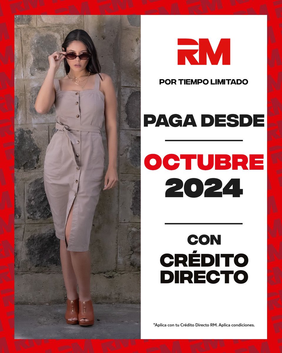 RM_Moda_'s tweet photo. ¡El momento de estrenar tu look favorito y PAGAR desde OCTUBRE es ahora! 🥳🛍️
Además, disfruta de beneficios como DIFERIR a 24 MESES con tu Crédito Directo RM 💳 ¡Te esperamos!
#RM #modarm #fashion #modamujer #modahombre #siemprepuedes #promo https://t.co/GbbgByCUp2