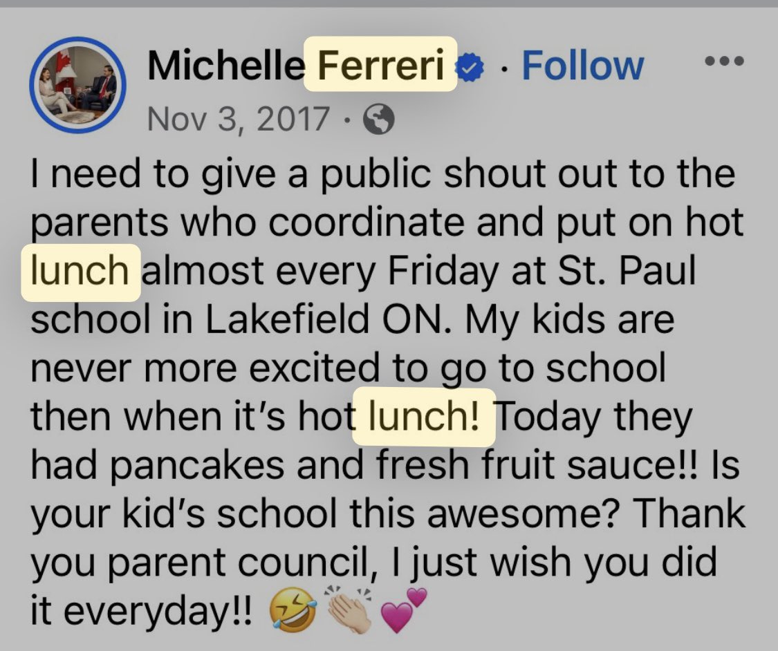 gawaningning's tweet image. Remember when #MPFail @mferreriptbokaw raved about the school lunch programs for her privileged offspring? Before she “became a politician” and voted against it. Of course. 
#MichelleFerreriLongtimeGrifter 
🤦‍♀️