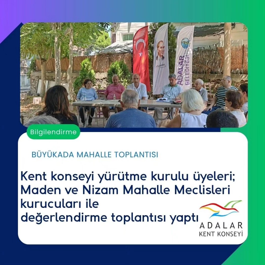 AdalarKent's tweet photo. 11 Ağustos Pazar günü saat 14 00 te Çelik Gülersoy Kültür ve Sanat Merkezinde Nizam ve Maden Mahalleleri ile tanışma toplantısı yapıldı. Toplantıya Maden M. muhtarı Rafet Garip, Nizam M. muhtarı Ayhan Güler ve mahalleliler katıldı.
Toplantıda K.K ve M.M.yönergeleri tartışıldı. https://t.co/v6HA17fd5e