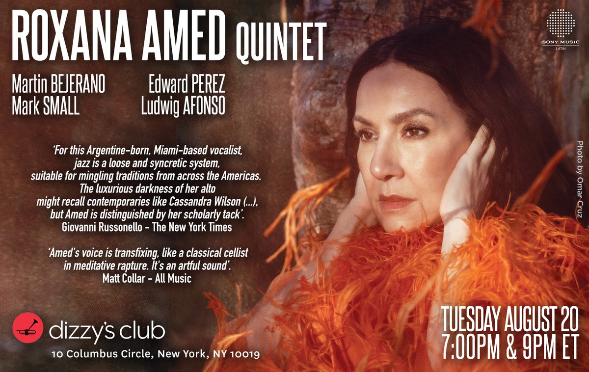 Dear music lovers, friends and NewYorkers! I am so excited to share the upcoming concerts, after Canarias Jazz and Buenos Aires! Next Tuesday August 20th at 7pm and at 9pm I will be at Dizzy's, Lincoln Center, with my super brilliant quintet⭐️⭐️🌟⭐️🌟✨✨
Join us!😍🤘