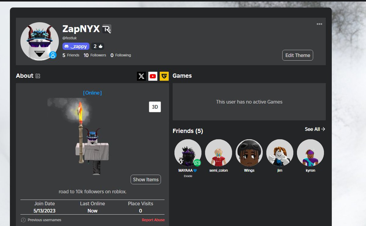 Zap_NYX's tweet image. Road to 10k followers on roblox. Its my dream to get there so can you please help me accomplish that. I would be really happy.