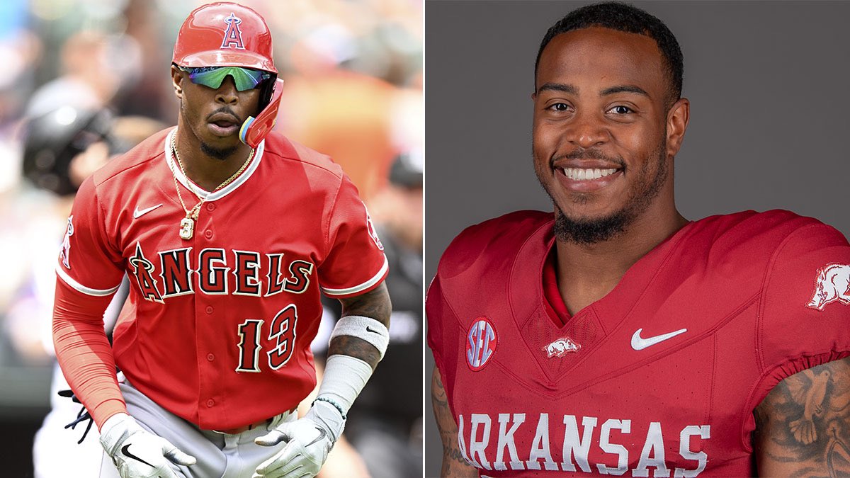 TreyWallace's tweet photo. Monte Harrison goes from 10-year baseball career, to walk-on receiver for the Arkansas Razorbacks at 29-years-old. 

The former 4-star recruit is now getting to live out a second athletic dream. 

Read: https://t.co/waZWI0YleP https://t.co/zCX2preHGN