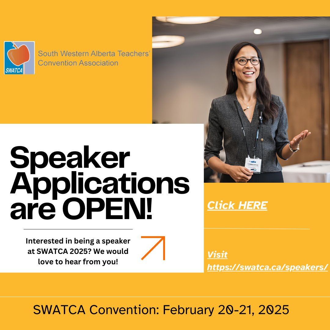 Interested in speaking at our SWATCA Convention? Now’s your chance to sign up! We are looking for all subjects and categories! #SWATCA2025 #uleth
