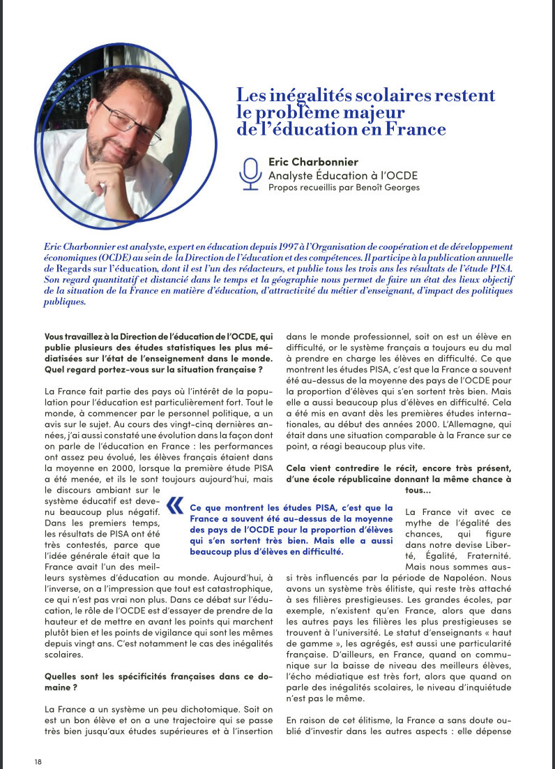 « Toutes les recherches internationales montrent que les inégalités de niveau débutent en fait dès le plus jeune âge » Eric Charbonnier #OCDE calameo.com/read/005769584…