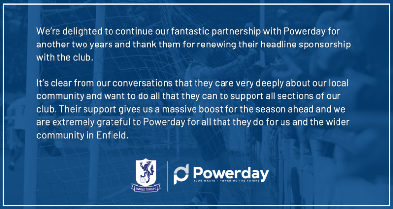 ETFCOfficial's tweet photo. 🤝 With our new 24-25 kits released for our debut season in @TheVanaramaNL , we'd like to thank our long-term partners @PowerdayPLC 

#UpTheTown