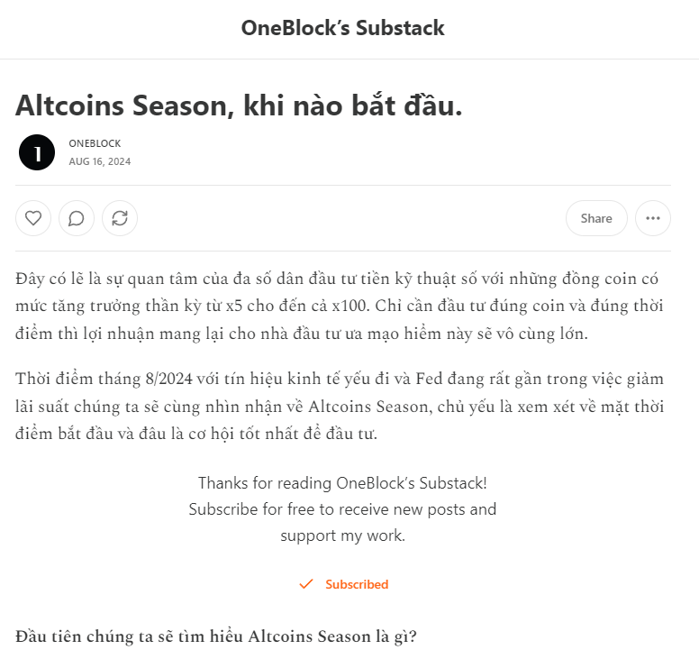oneblockvn's tweet photo. Altcoins Season, khi nào bắt đầu.
https://t.co/oB7ZRUvMLT https://t.co/HPjFU2CvDB
