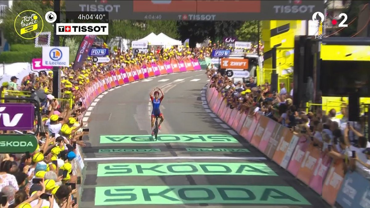 CEDRINE KERBAOL SIGNE SA PLUS BELLE VICTOIRE ! Sortie à 14km, la Française de l'équipe Ceratizit-WNT (23 ans) triomphe en solo sur la 6e étape du Tour de France Femmes ! Il s'agit du premier succès d'étape pour les Françaises depuis le retour de la course en 2022 ! #TDFF2024