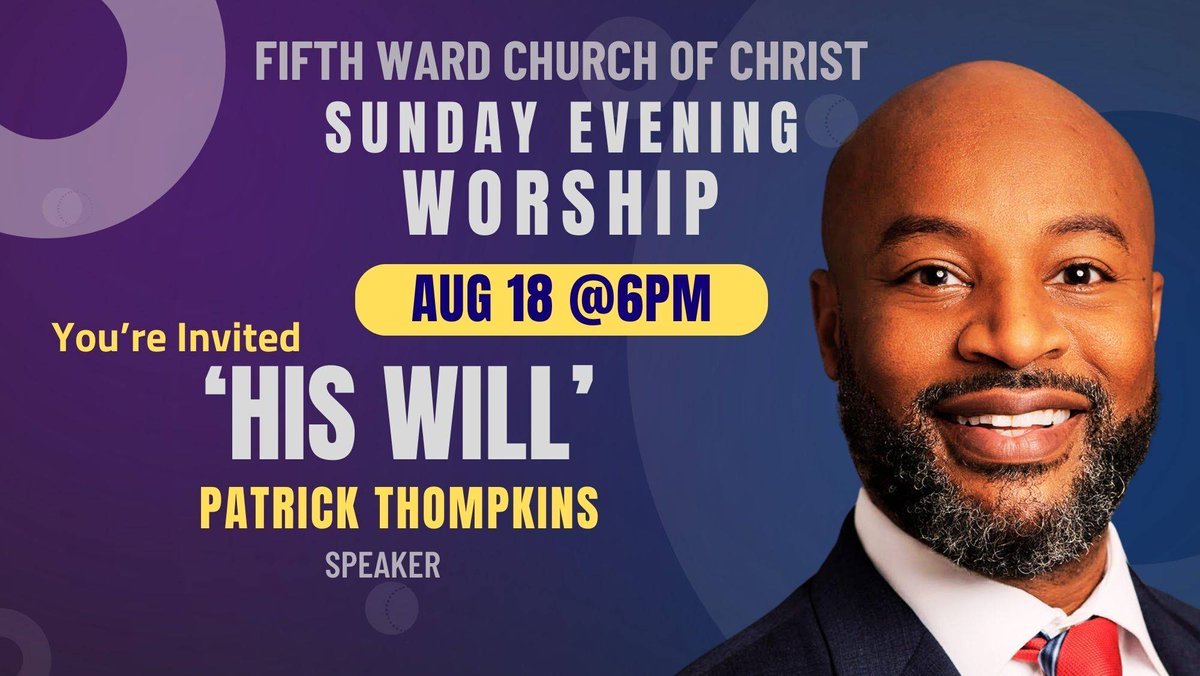 FWCOC's tweet photo. Join us this Sunday for evening service at 6 PM with a message from Bro. Patrick Thompkins titled "His Will". 
Don't miss out on an evening of powerful insights and uplifting fellowship. See you there in person or online!
#FWCOC #Faith https://t.co/oWztrdwUYn