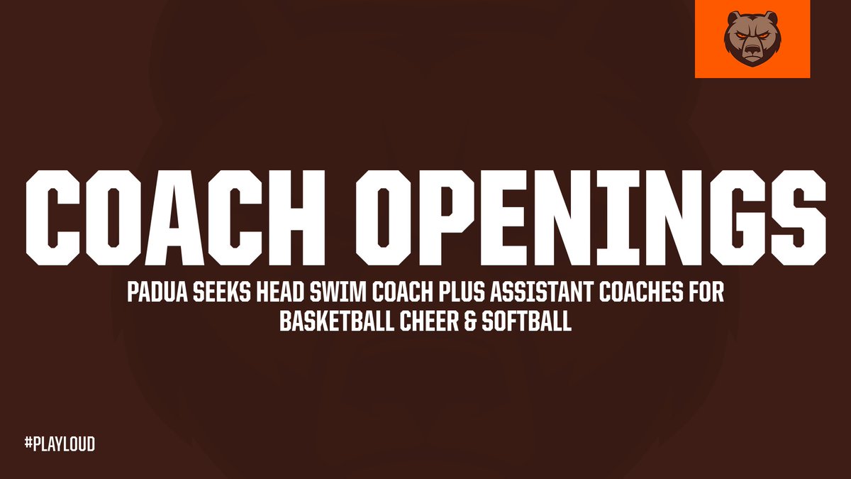 Padua Athletics is looking for a Head Swim Coach, plus Assistant Coaches for Basketball Cheer and JV Softball. 
Please contact the Athletic Department for more details: paduabruins.com/sports/2024/7/…
<a href="/paduafranciscan/">Padua Franciscan High School</a>