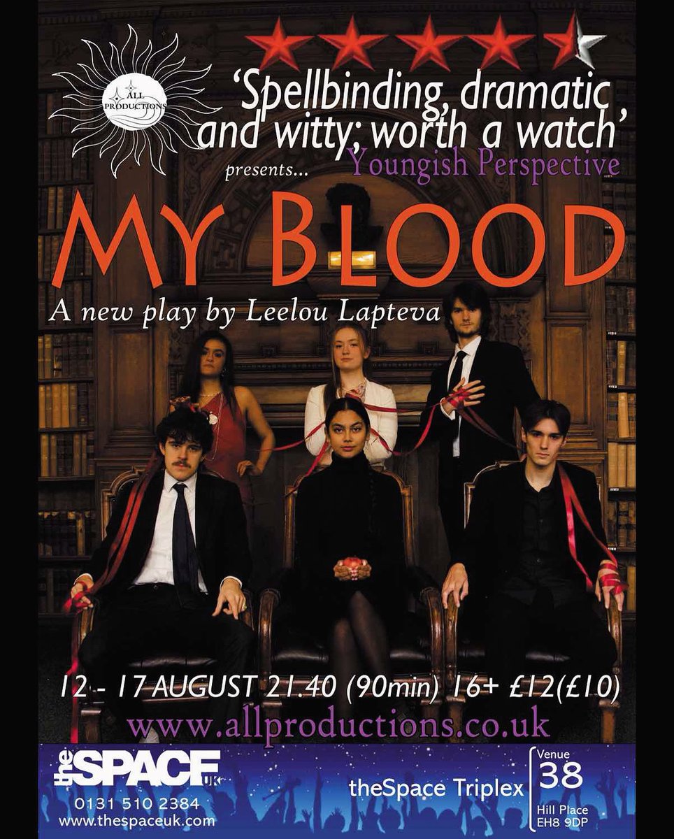 MyBlood2024's tweet photo. Corruption, mystery, murder!! Come watch MyBlood, our psychological thriller which takes Greek tragedy and adapts it to a modern setting in the aftermath of the 2008 Wall Street Crash 📉 We’ve only got two shows left (today and tomorrow) and then we’re GONE! #QuickFlyer Friday https://t.co/7rfRQ2L59h