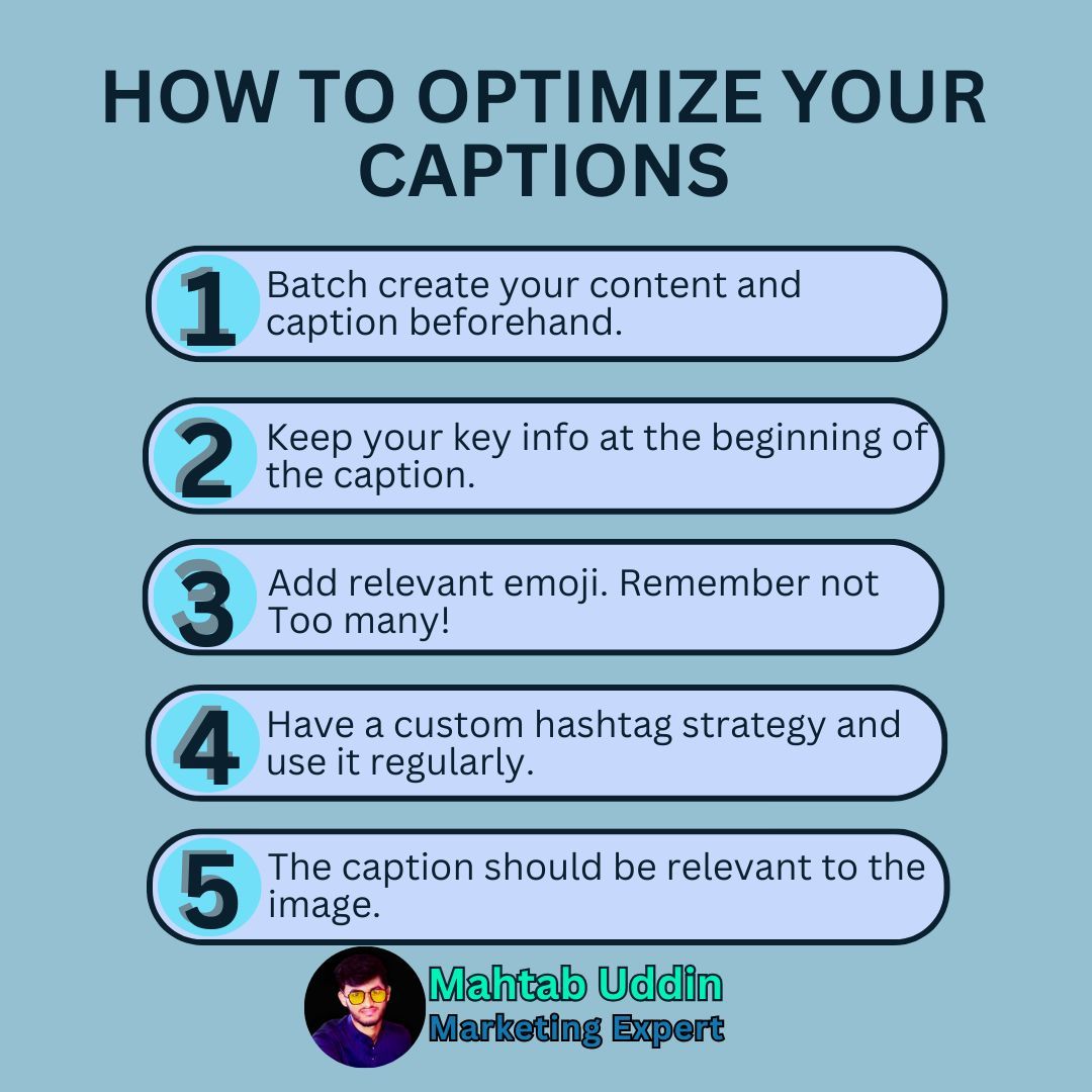 Mahtab323's tweet photo. HOW TO OPTIMIZE YOUR CAPTIONS 

#instagramtips #instagramtips #instagramtipsforbusiness #instagramtipsdaily
#socialmediamarketingpro #socialmediamarketingtools #instagramtips101 #instagramtipsformarketers #instagramtipsfornewbies #instagramtipsforsuccess #instagramtipsandhacks https://t.co/fqWU1OSnXg