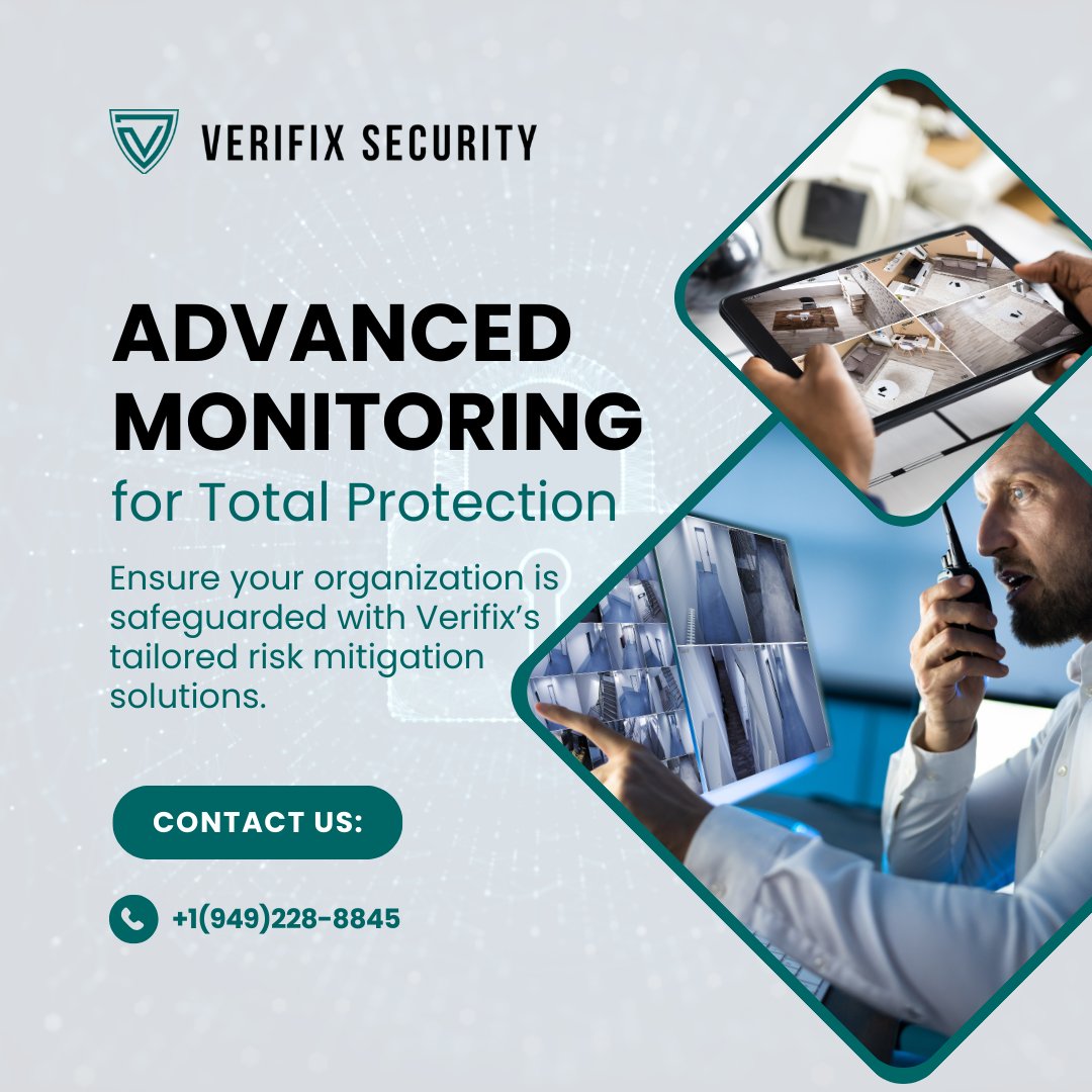MoeOmar1135156's tweet image. Verifix offers advanced monitoring services, from threat intelligence platforms to remote video and alarm monitoring 🎥🚨 

Rest assured, your personnel and property are in safe hands. 

#VerifixSecurity #AdvancedMonitoring