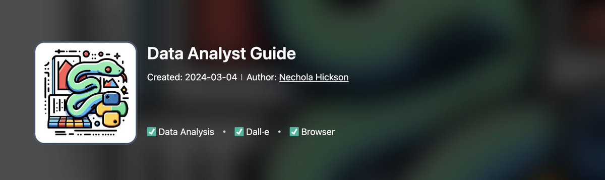 gpts123's tweet image. #GPTSintro 📊📈 Elevate your data analysis skills with the Data Analyst Guide! Step-by-step techniques and practical insights await. Discover how！
🔗gpts123.ai/gpt/81c532c8-d…
#dataanalyse #tools #openai