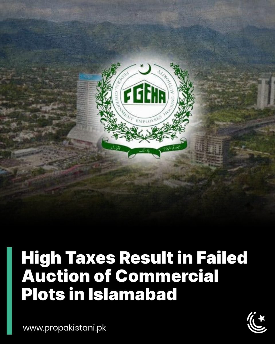 ProPakistaniPK's tweet image. A Senate panel was informed that heavy taxation may have contributed to the failure of a recent auction of commercial plots in Islamabad.

Read More:  propakistani.pk/2024/08/16/hig… 

#islamabad #fgeha #commercialplot #auction #taxes