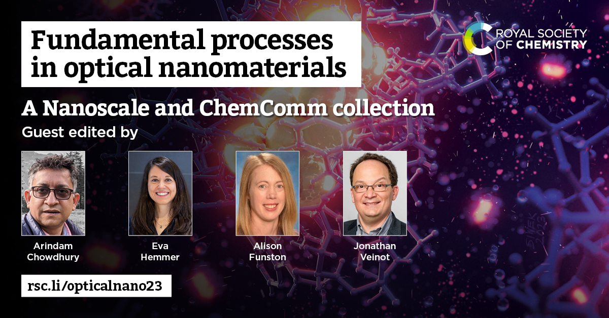 Nanoscale journal family (@nanoscale_rsc) on Twitter photo Don't miss our collection on fundamental processes in optical nanomaterials in <a href="/nanoscale_rsc/">Nanoscale journal family</a> and <a href="/ChemCommun/">Chemical Communications</a> guest edited by Arindam Chowdhury <a href="/iitbombay/">IIT Bombay</a>, Eva Hemmer <a href="/NanoLightLab/">Eva Hemmer</a>, Alison Funston <a href="/alison_mf/">Alison</a> <a href="/excitonscience/">Exciton Science</a> and Jon Veinot @ABSi_nano! rsc.li/opticalnano23 Don't miss our collection on fundamental processes in optical nanomaterials in <a href="/nanoscale_rsc/">Nanoscale journal family</a> and <a href="/ChemCommun/">Chemical Communications</a> guest edited by Arindam Chowdhury <a href="/iitbombay/">IIT Bombay</a>, Eva Hemmer <a href="/NanoLightLab/">Eva Hemmer</a>, Alison Funston <a href="/alison_mf/">Alison</a> <a href="/excitonscience/">Exciton Science</a> and Jon Veinot @ABSi_nano! rsc.li/opticalnano23