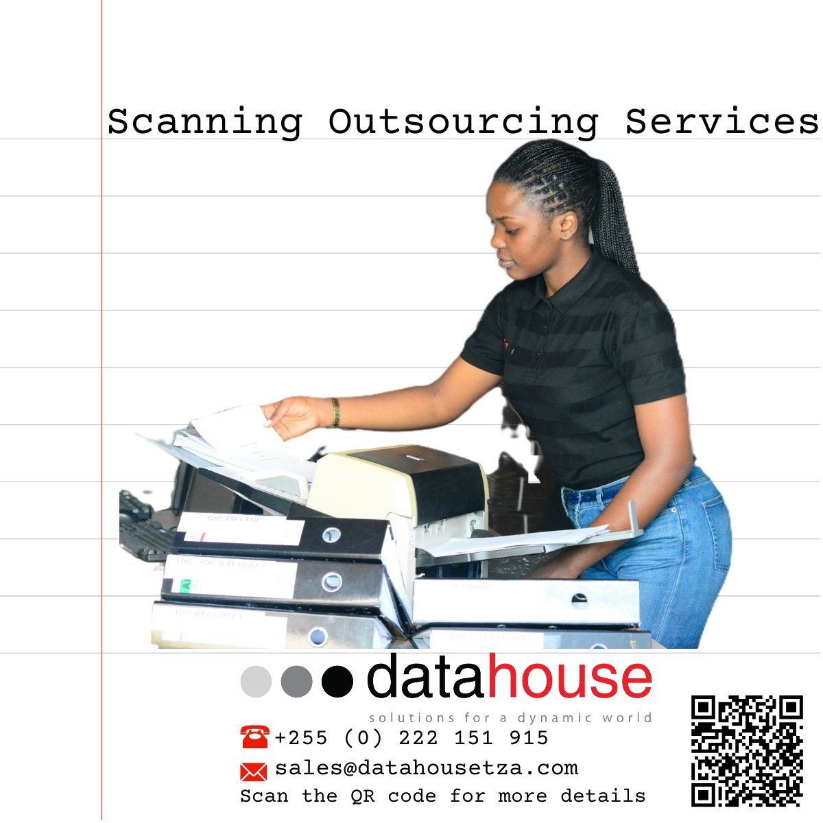 Datahousetza's tweet photo. 📚 Streamline. 🔍 Accurate. 🌐Efficient.

Transform your document management with our Bulk Scanning Outsourcing Services. We specialize in converting large volumes of paper documents into precise, searchable digital formats, making your data easily accessible and organized https://t.co/rTiUmkBzuv