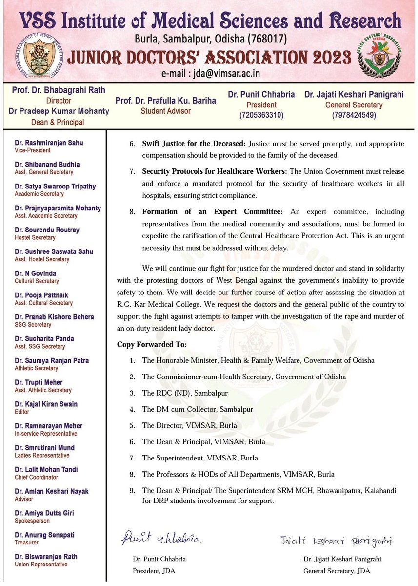 JVimsar59945's tweet photo. VIMSAR pen-down movement for all elective &amp; non emergency services to stand with RG KAR medical College doctors. https://t.co/9UPQLEf25M