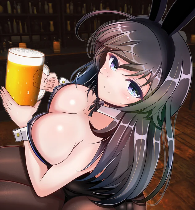 1週間お疲れ様でした!とねぎらってくれるバニー華さん(withノンアルコール)の図です(*'ω`*) なべゆさんの合同誌に寄稿させて頂いたものですがご了解頂いたのでUPします。皆様台風の影響に気を付けて、どうぞ良い週末をお過ごしください(`・ω・')ゞ 