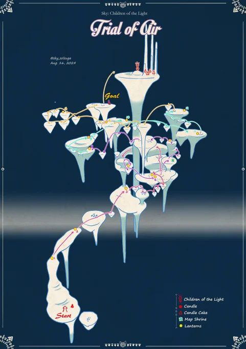 「風の試練」のマップ Ver.2024/08/16 Cave of Prophecies Isle of Dawn Season of Prophecy Trial of Air #thatskygame #SkyChildrenOfTheLight #sky星を紡ぐ子どもたち #sky地図 #預言者の季節