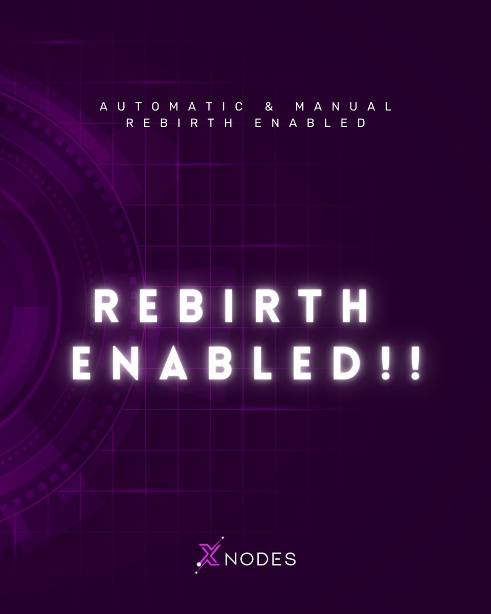 xnodes_bot's tweet photo. π Exciting news, XNodes community!
Automatic and manual rebirths are now LIVE! Level up your earnings and unlock even more passive income potential.
#XNodes #crypto #rebirth #passiveincome https://t.co/dUHaJfqeqr