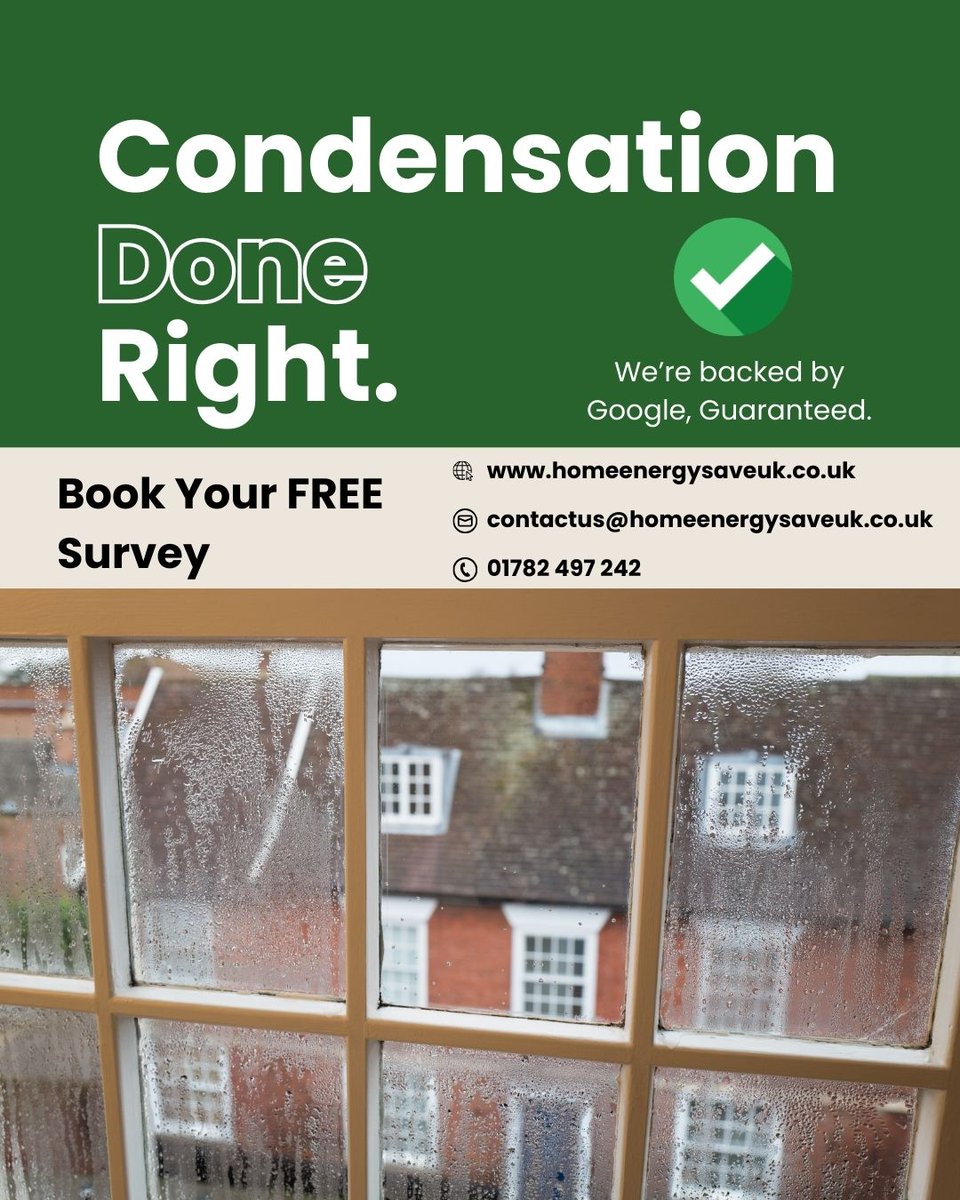 💦🏠 Condensation is a huge problem in the UK.

Usually, this can be due to a poorly ventilated area and we know the best ways to tackle it 🏡. 

Got a condensation problem? 📲 homeenergysaveuk.co.uk/problems-with-…

#Homeenergysave #Home #energy #damp #mould #condensation