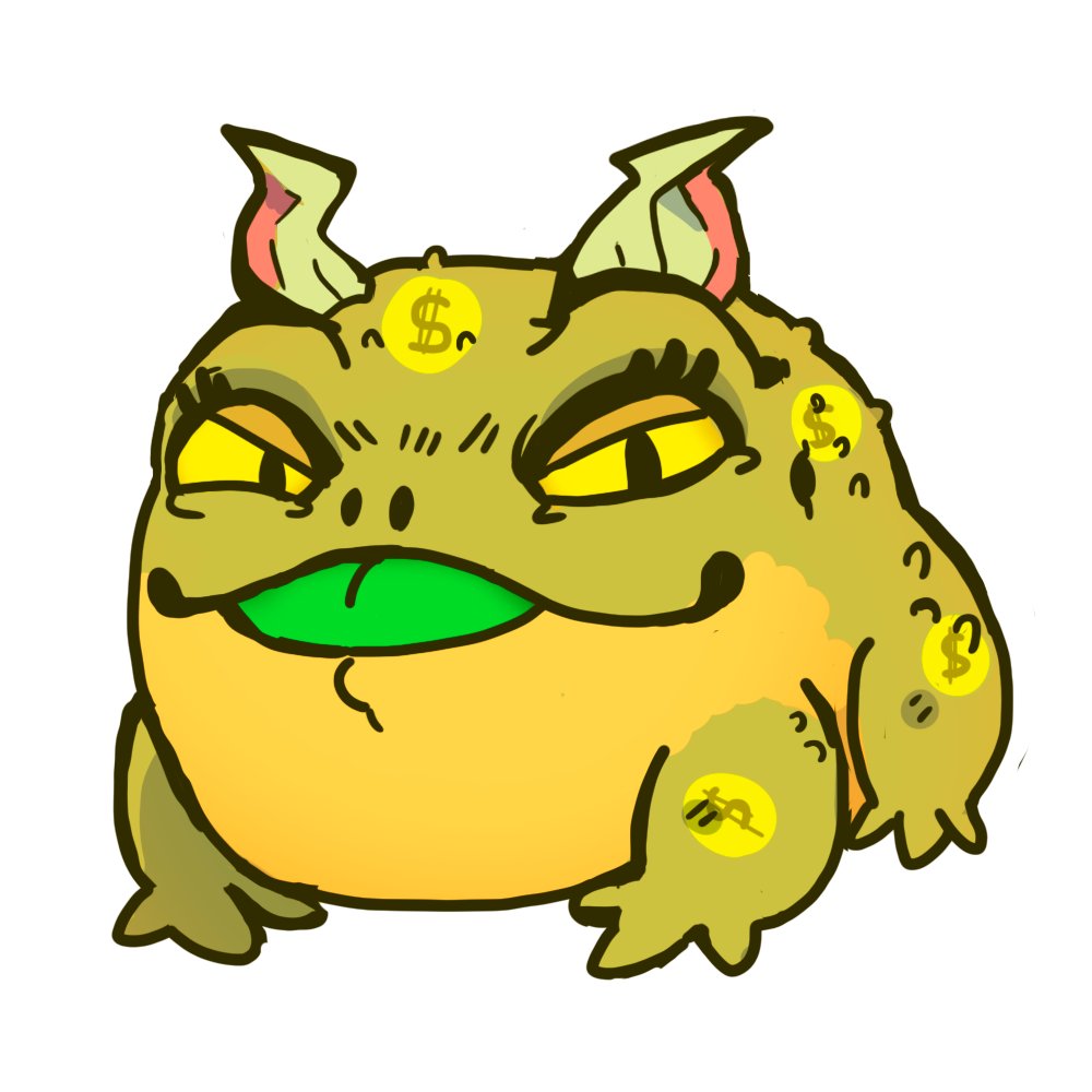 Azartrasarts's tweet photo. Adapted this frog illustration from an AI artwork I saw, the toad of money 🐸✨
#Illustration #DigitalArt #art #frog https://t.co/mF6esATP5z