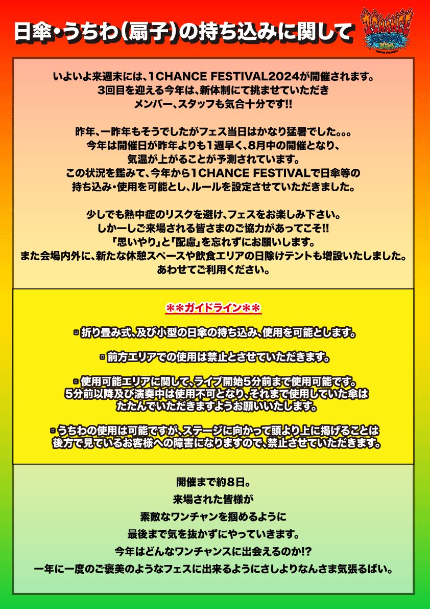 WANIMA 1Chance Festival 2023: Parking Reservations and