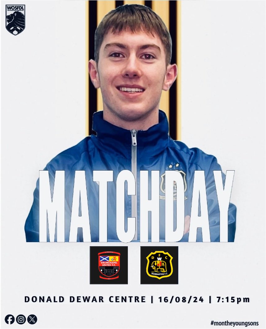 DumbartonU20's tweet photo. ππππππππ! ..
Tonight we travel down to Drumchapel for our third match in #WoSFDL League Cup group stage
π @DrumchapelUtd20
ποΈ Dewar Centre
π Drumchapel, G15 8SX
β° 19:15
#Dumbarton #YoungSons π https://t.co/ABbxEV66GO