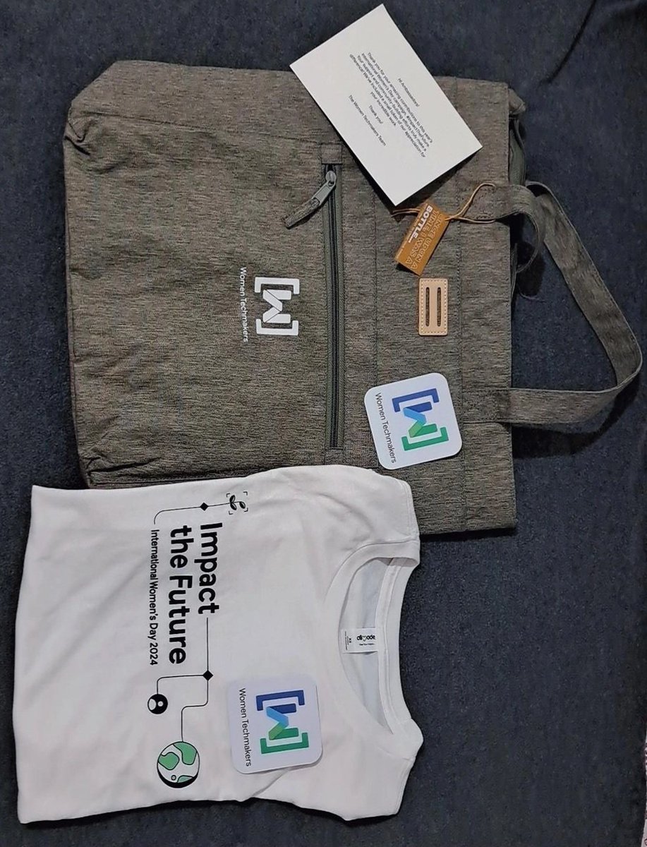 I am thrilled to have received my swag for the event.
A big thank you to <a href="/Google/">Google</a>, <a href="/WomenTechmakers/">Women Techmakers</a>  and @Nour_BOUAYADI  for this opportunity.
I am Turly honored to have part of this year's international woman's day celebration.

#iwd #wtm #google #celebration #tech #event #swag