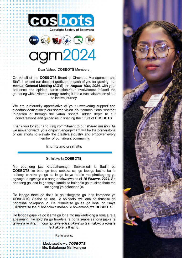 COSBOTS Board and Management would like to take this opportunity to thank all COSBOTS esteemed members and stakeholders for participating in the just-ended Annual General Meeting.

Thank you.

#COSBOTS
#WeEmpowerCreativity