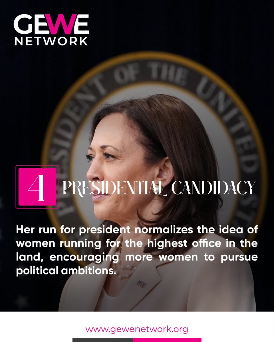 gewe_network's tweet photo. Discover how @VP @KamalaHarris Harris has shattered numerous glass ceilings, inspiring women and girls to pursue leadership roles in politics.
#gewenetwork #womenempowerment #HERStory #genderequality #femaleleadership  #womenleadership #womenatthetable #KamalaHarris https://t.co/8ow42nexBm