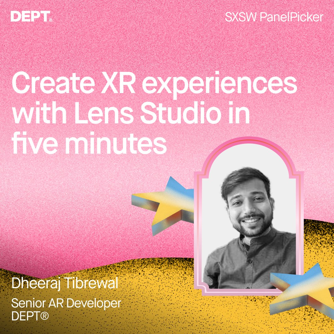 Imagine a world where reality changes with a tap this is the future we’re creating with AR at SXSW 2025.With voting closing on August 18th

🔗 Vote Now: panelpicker.sxsw.com/vote/152192

#AR #SXSW2025 #VoteNow <a href="/DeptAgency/">DEPT®</a> <a href="/SnapAR/">Snap AR</a>