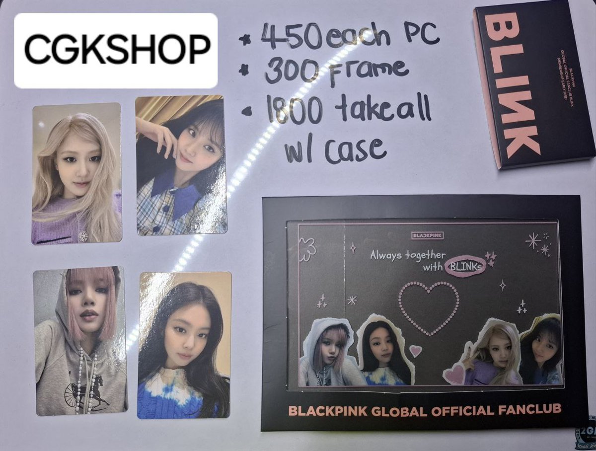 CGKShop's tweet photo. wts lfb ph help rt

blackpink BP blink early bird membership gift

PC: 450 ea
- Jisoo
- Jennie
- Rosé
- Lisa
Group Frame: 300
All in: 1800 w/ pc case + 2 BPxOREO PC 

mop: gcash/maya
mod: sdd, jnt, lbc, ggx

please help rt @BLINKMarketPH https://t.co/CoyOqrRui9