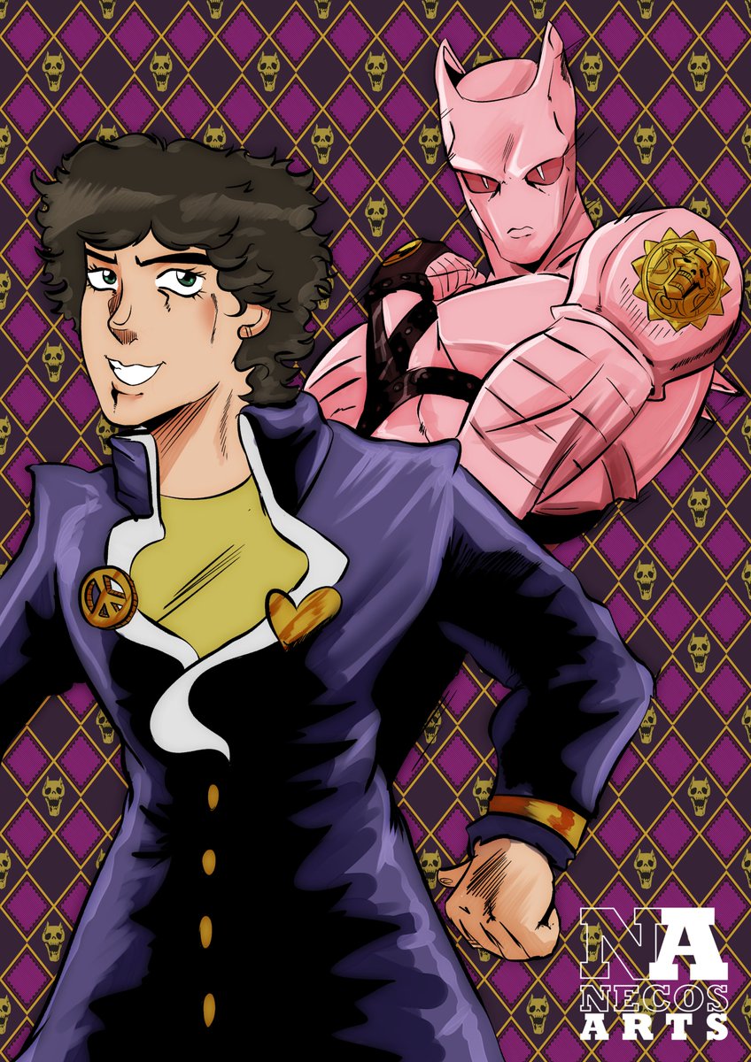 necos_arts's tweet photo. Jojo's commission for a client alongside killer queen.😼 #jojo_anime #jojobizarreadventure #comission https://t.co/Zx6A35naDF