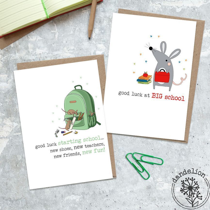 Know someone who will be starting school or moving up to juniors soon? Celebrate the next chapter &amp; send a card with some words of encouragement and good luck wishes 💌 
#startingschoolcards#newschool #bigschool #startingschool #dandelionstationery #goodluckcards #greetingscards