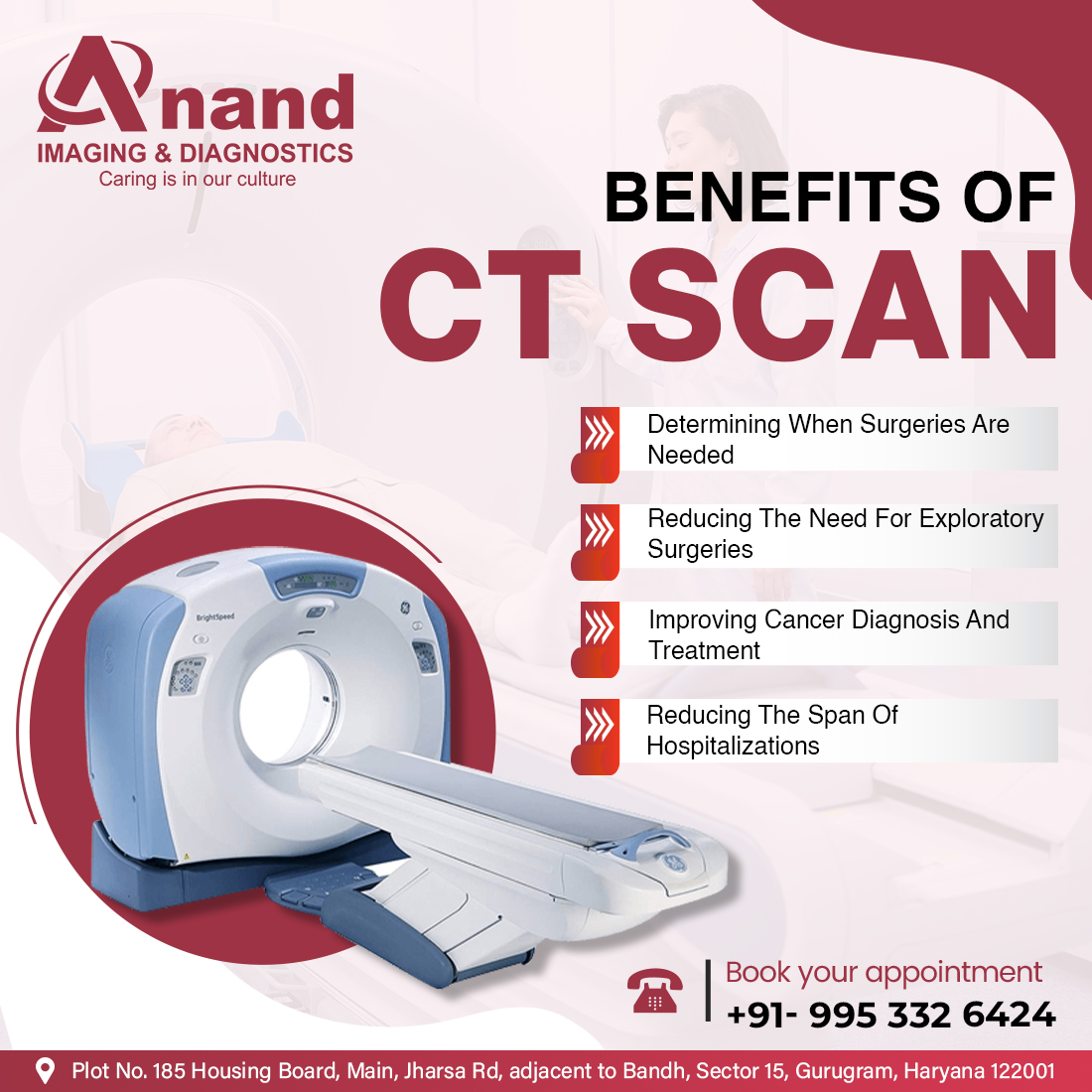 MyAnandImaging's tweet photo. BENEFITS OF CT SCAN

- Determining When Surgeries Are Needed
- Reducing The Need For Exploratory Surgeries
- Improving Cancer Diagnosis And Treatment
- Reducing The Span Of Hospitalizations

#CTscan #ctscanner #ctscanmachine #DiagnosticsCenter #diagnosticscanner 

See l https://t.co/EAxjp8ZLeZ