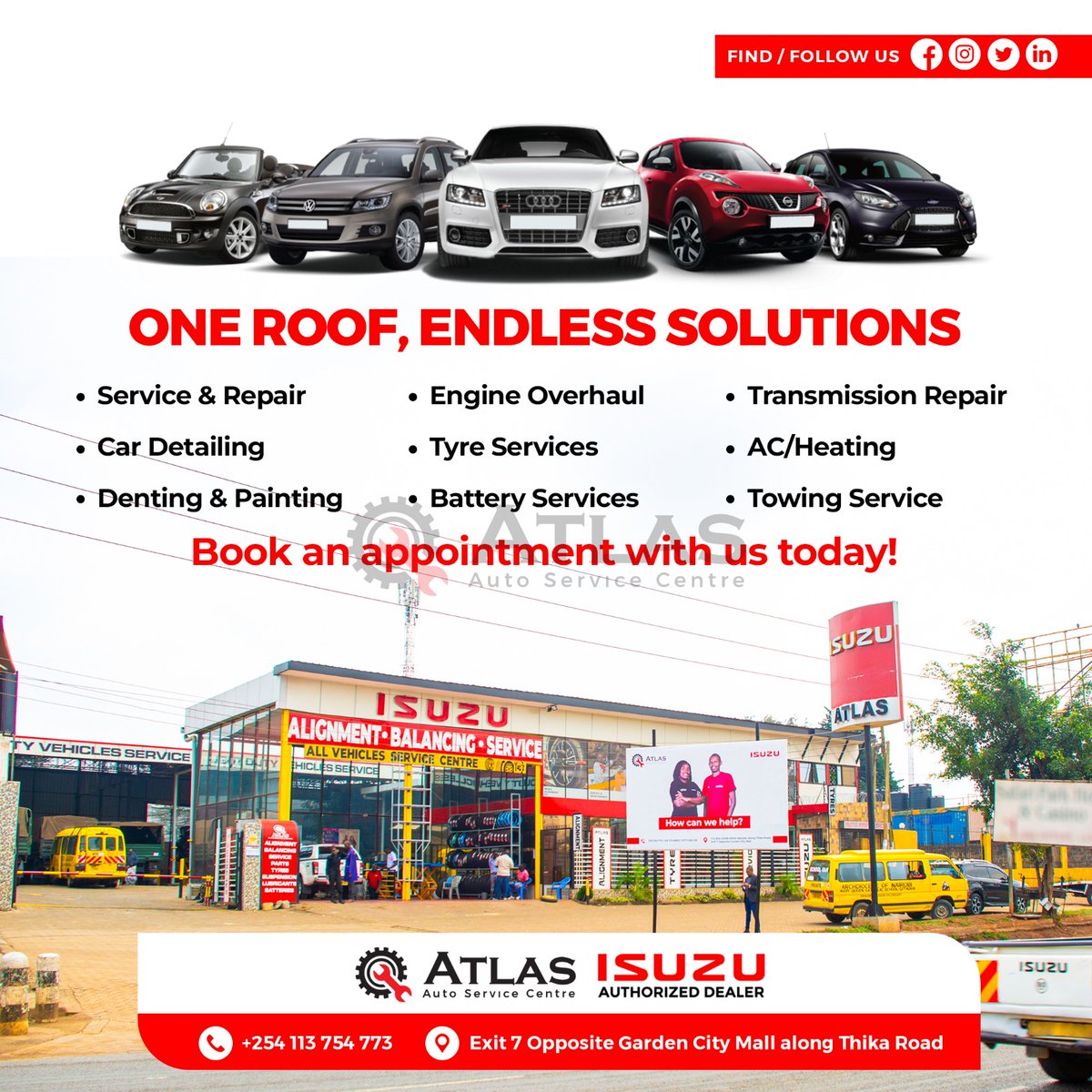 Atlas Service Centre (@atlasautocentre) on Twitter photo Why go anywhere else?<a href="/Atlasautocentre/">Atlas Service Centre</a> offers endless solutions under one roof. Book your appointment today and experience the difference!๐ ๐ง#howcanwehelp #garage #Qualityservices #genuineparts #RutoLiesAllTheTime #SGRNewLook #KenyaMusicFestival #BNI2024EAConvention #Eldoret Why go anywhere else?<a href="/Atlasautocentre/">Atlas Service Centre</a> offers endless solutions under one roof. Book your appointment today and experience the difference!๐ ๐ง#howcanwehelp #garage #Qualityservices #genuineparts #RutoLiesAllTheTime #SGRNewLook #KenyaMusicFestival #BNI2024EAConvention #Eldoret