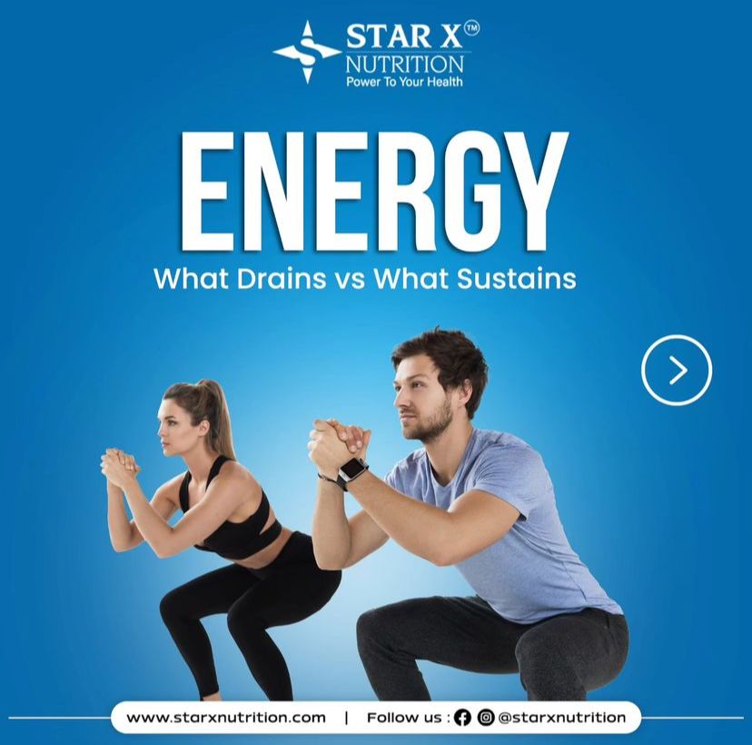 starxnutrition's tweet image. Here's an Instagram caption for the three-slide post:
🌟**ENERGY: What Drains vs What Sustains**🌟
Slide 1: Understanding what affects your energy levels is crucial for a balanced, healthy life.
Slide 2: • **Energy Drainers**

#StarXNutrition #EnergyBoost #HealthyLiving