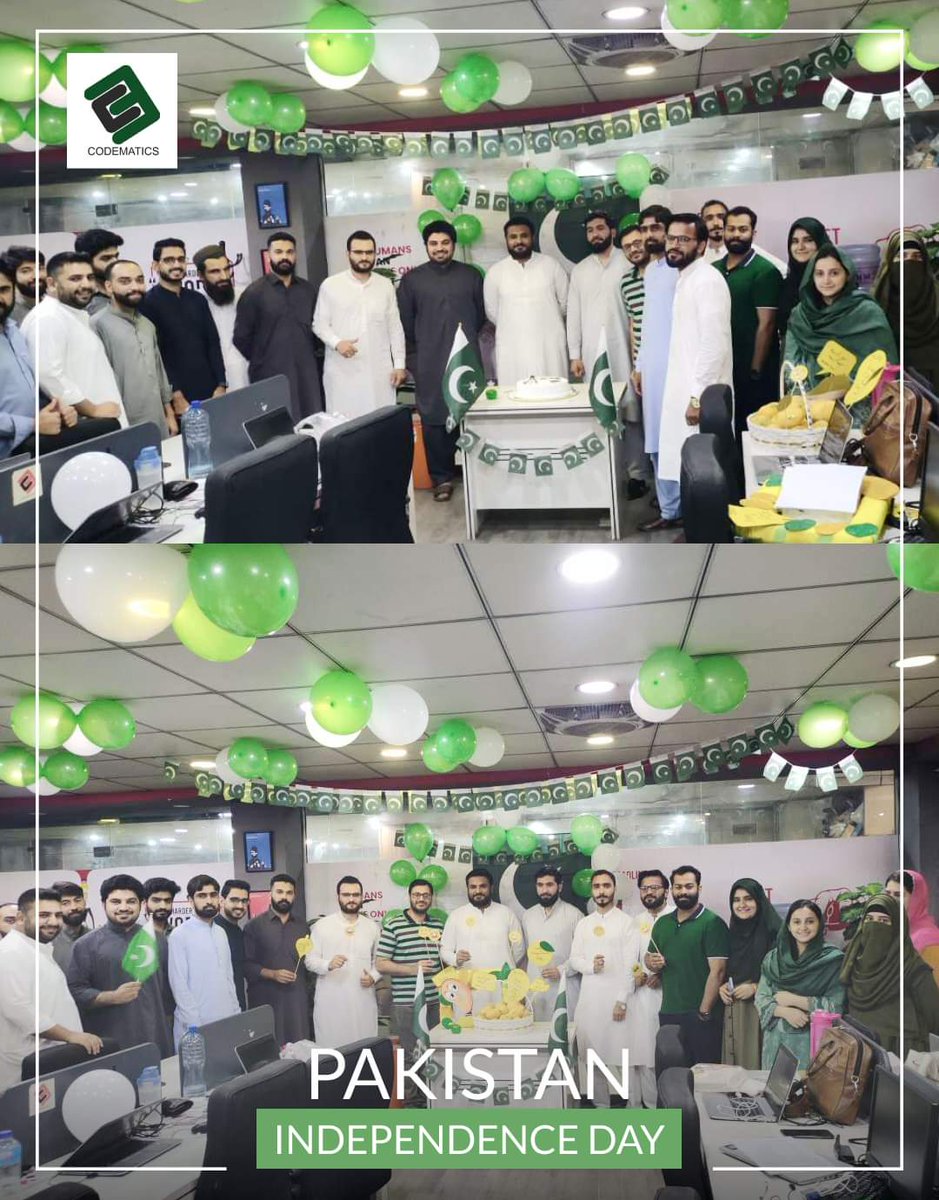Codematics_Inc's tweet image. Team #Codematics Inc. proudly celebrates Pakistan&apos;s #Independence Day with joy and unity! 🇵🇰 Our cake-cutting ceremony symbolizes not just our love for the nation but our commitment to working together for a #stronger more stable, and truly independent #Pakistan
 #TeamCodematics