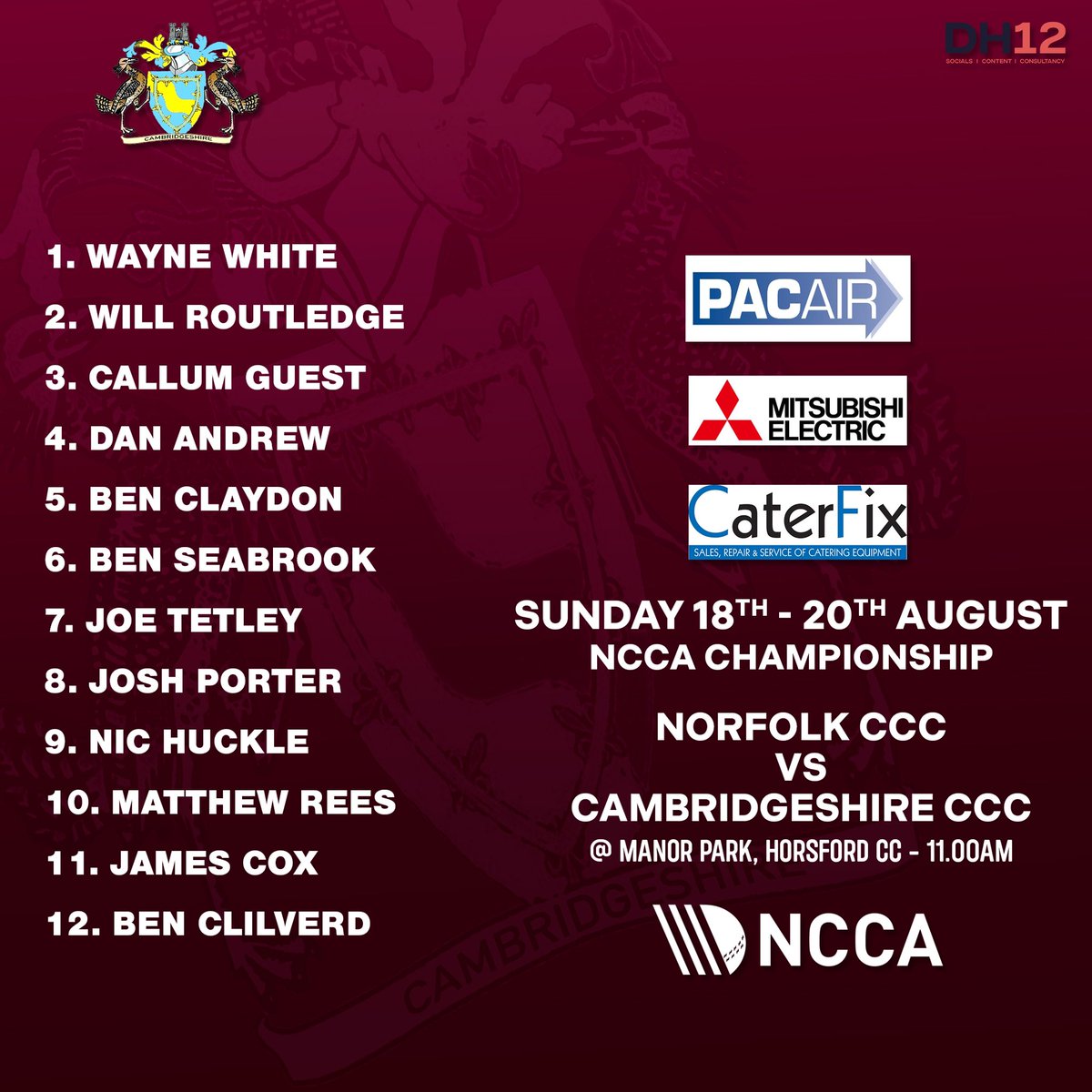 On Sunday we travel to <a href="/norfolkccc/">Norfolk County Cricket Club</a> for the final match of the <a href="/NCCA_uk/">NCCA (National Counties Cricket Association)</a> season! #CambsCCC #CambridgeshireCountyCricketClub #Cricket