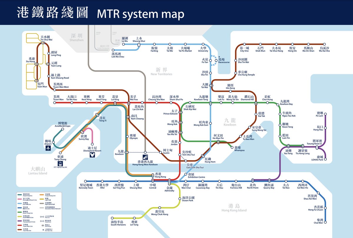 MTR System Maps: 30 years ago, 20 years ago, 10 years ago, today