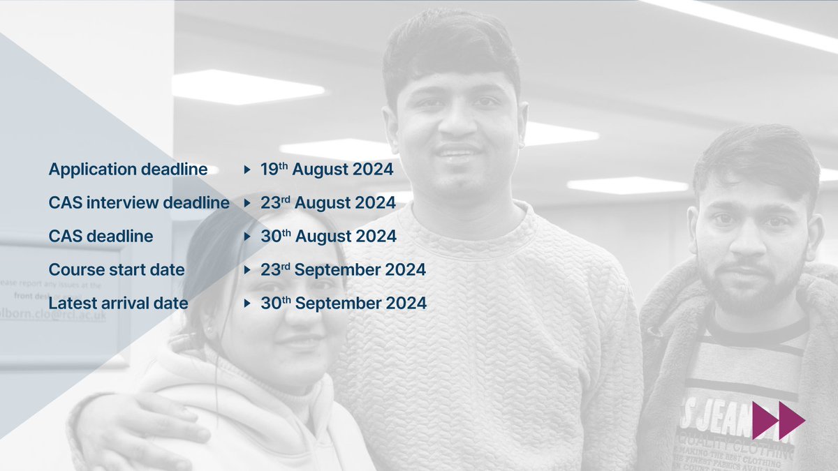 📣 Calling all prospective international students! Monday 19th August is the application deadline for our September intake. Please get in touch with us today: i.mtr.cool/skhovrfwdm 

#International #Students #Intake