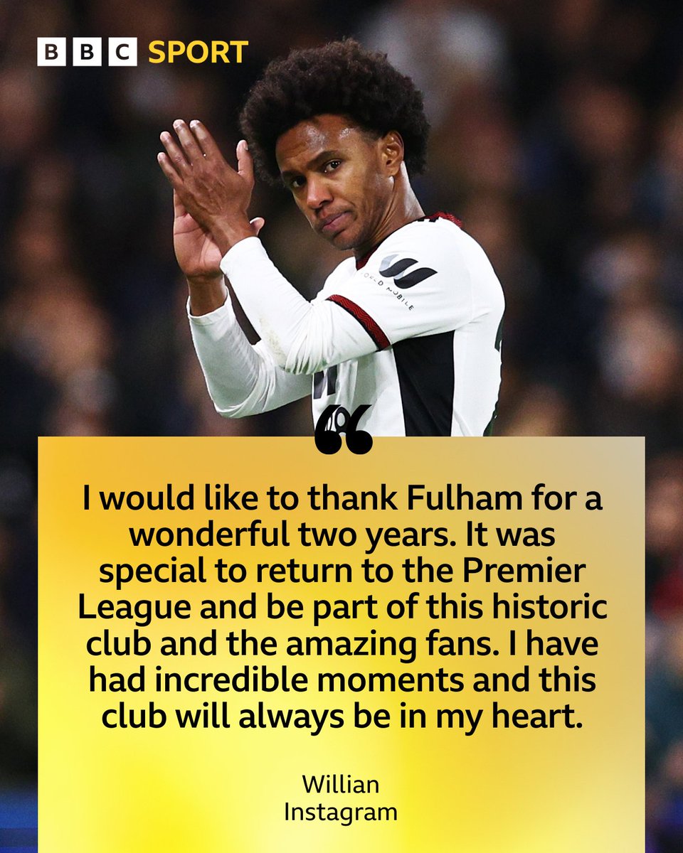 BBCMOTD's tweet photo. Willian has confirmed his exit from Fulham 🫡

#BBCFootball https://t.co/KF6iKXmbK7