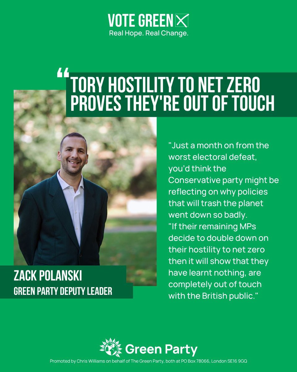Conservative MPs are doubling down on their hostility to Net Zero! 🤯

<a href="/ZackPolanski/">Zack Polanski</a> told <a href="/DeSmog/">DeSmog</a>, it shows the Tories have learnt nothing, are out of touch with the British people and are a threat to the planet