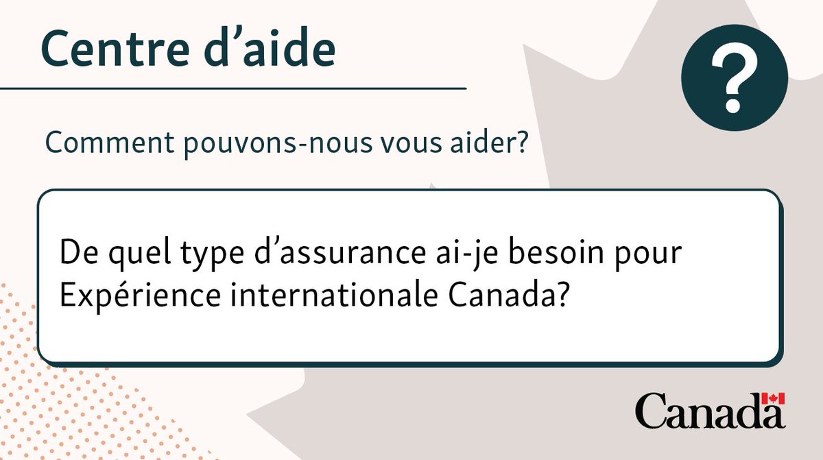 Pour participer à EIC, vous devez avoir une assurance maladie valide pour toute la durée de votre séjour au Canada. L’assurance maladie doit couvrir :
• les soins médicaux;
• l’hospitalisation;
• votre retour dans votre pays d’origine.

En savoir plus : ow.ly/neCu50STYVr