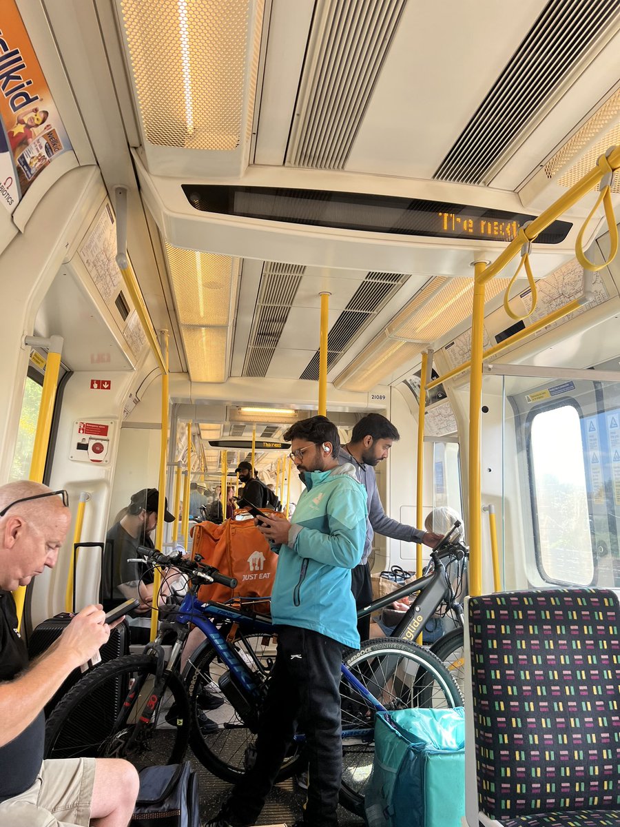 SylvanaStorey's tweet photo. @TfL the tube is inundated with Uber/ Just Eat riders. It’s out of hand https://t.co/BzVBFVjB6Z