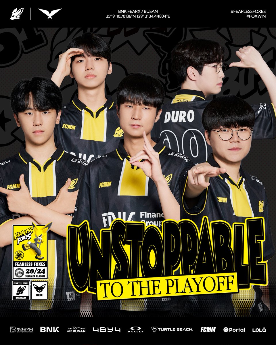 BNKFEARXLoL's tweet image. 𝟐𝟎𝟐𝟒 𝐋𝐂𝐊 𝐒𝐮𝐦𝐦𝐞𝐫 𝐒𝐩𝐥𝐢𝐭 | 𝐓𝐎 𝐓𝐇𝐄 𝐏𝐋𝐀𝐘𝐎𝐅𝐅

2024 LCK 서머 스플릿 플레이오프 진출👊
BNK FearX의 멈추지 않는 여름을 함께 응원해 주세요!

#BNKFearX #LCK #Unstoppable
