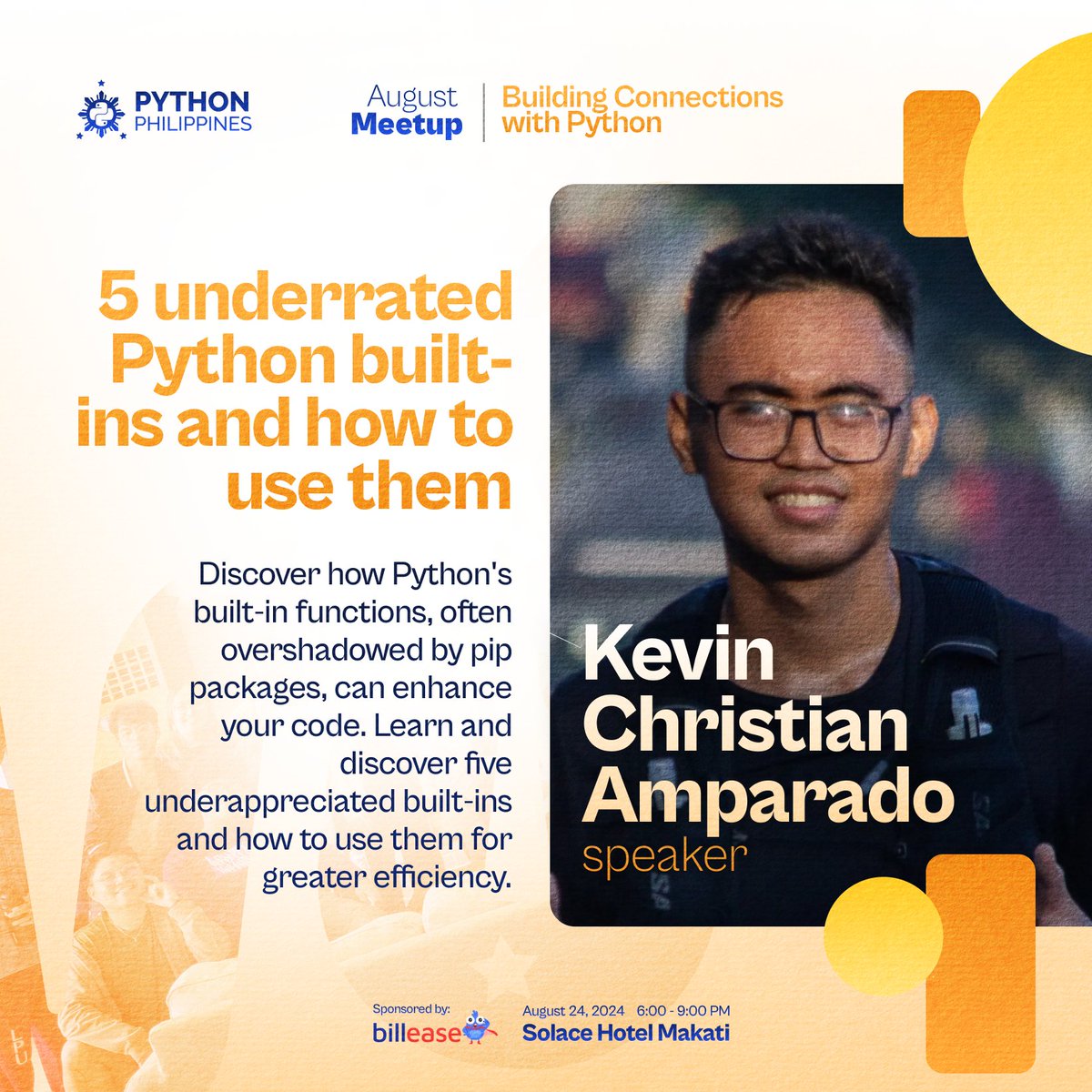 pythonph's tweet image. The stage is set, the speaker is ready – now all we need is you! 🫵🏻

This is Kevin ready to present his topic- &quot;5 underrated Python built-ins and how to use them&quot; for this meetup!   

Register here: bit.ly/pythonph-augus… 

#PythonPH2024 #PythonPHAugustMeetup #PHTechCommunity