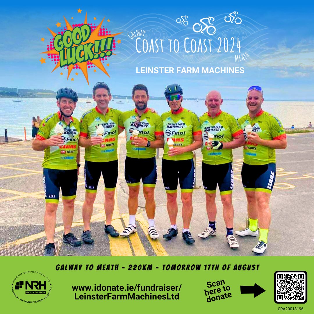 Best of luck to everyone taking part in the Coast-to-Coast Cycle tomorrow from Galway to Meath in aid of the NRH.

🚵‍♂️idonate.ie/fundraiser/lei…
.
.
.
@leinsterfarm_machine #LeinsterFarmMachines #CoastToCoast #CyclingIreland #BikeRide #NRH #Rehabilitation #NRHF